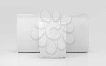 White blank branding package bag, 3d rendering. Computer digital drawing.