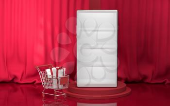 Empty mobile phone merchandise cabinet, 3d rendering. Computer digital drawing.