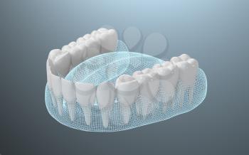 Healthy Teeth, teeth treatment, 3d rendering. Computer digital drawing.