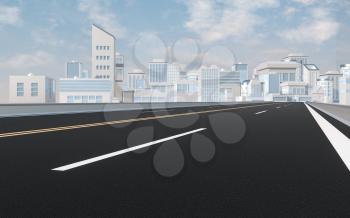 Urban road and digital city model, 3d rendering. Computer digital drawing.