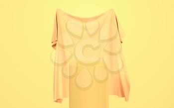 Flowing cloth with yellow background, 3d rendering. Computer digital drawing.