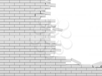 Royalty Free Clipart Image of a Broken Brick Wall