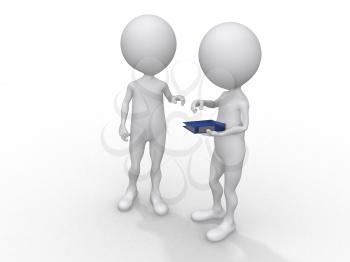 Royalty Free Clipart Image of Two Figures Talking