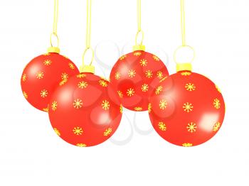 red christmas balls, isolated on white