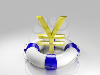 Yen sign in the lifebuoy
