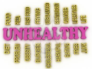 3d imagen Unhealthy concept word cloud background