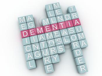 3d image Dementia issues concept word cloud background