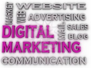 3d imagen Digital Marketing  issues concept word cloud background