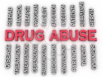 3d image Drug Abuse issues concept word cloud background