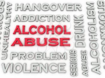 3d image Alcohol abuse  issues concept word cloud background