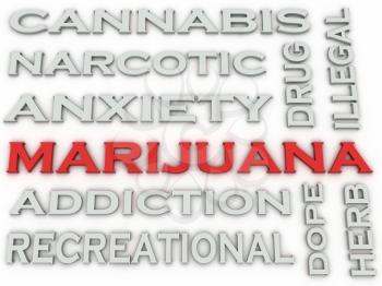 3d image Marijuana  issues concept word cloud background