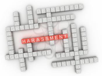 3d image Harassment issues concept word cloud background