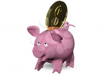 3d illustration of a pink piggy bank