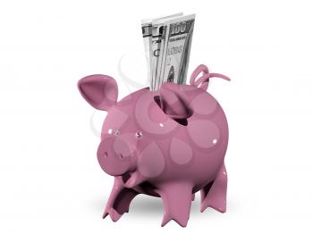 3d illustration of a pink piggy bank