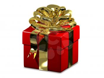 3d illustration of a holiday gift in golden packing