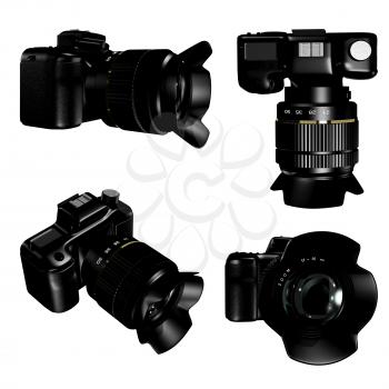3d illustration of a camera in four species