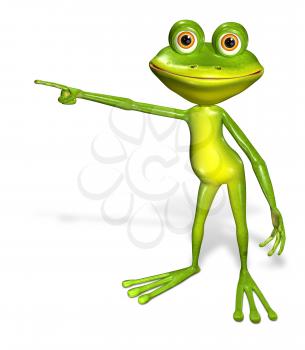 3d illustration merry green frog with big eyes