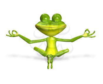 3d illustration merry green frog with big eyes