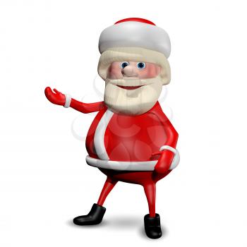 3D Illustration Jolly Santa Claus on a White Background