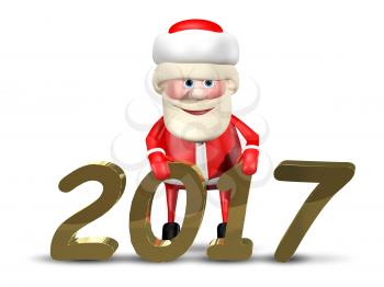 3D Illustration Jolly Santa Claus on a White Background