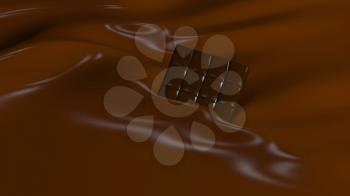 3D Illustration Abstract Chocolate Background with Glare