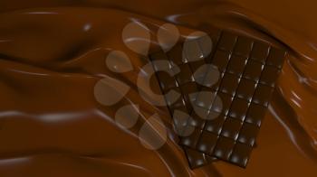 3D Illustration Abstract Chocolate Background with Glare