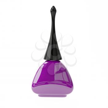 3D Illustration Purple Nail Polish on a White Background