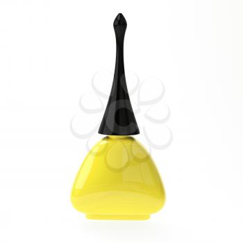 3D Illustration Yellow Nail Polish on a White Background