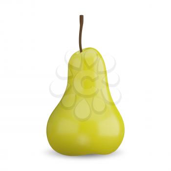 3D Illustration of a Yellow Pear on a White Background