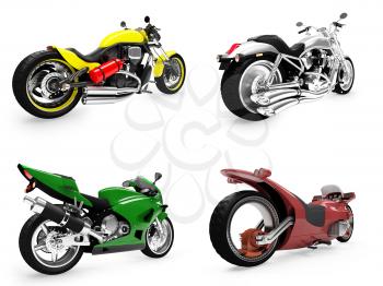 Royalty Free Clipart Image of Motorcycles