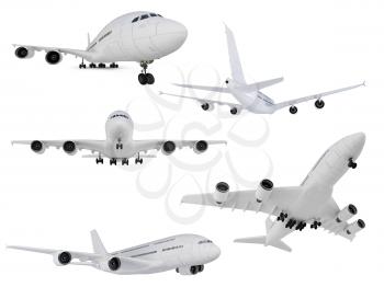 Royalty Free Clipart Image of a Bunch of Airplanes