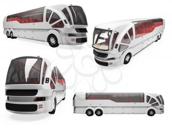 Royalty Free Clipart Image of a Bunch of Buses