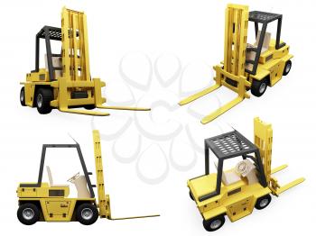 Royalty Free Clipart Image of Forklifts