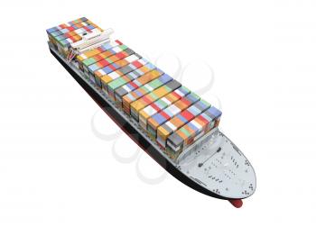 Royalty Free Clipart Image of a Container Ship