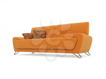 Royalty Free Clipart Image of an Orange Couch