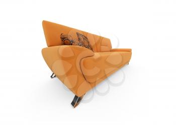 Royalty Free Clipart Image of an Orange Couch