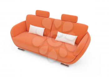 Royalty Free Clipart Image of an Orange Couch