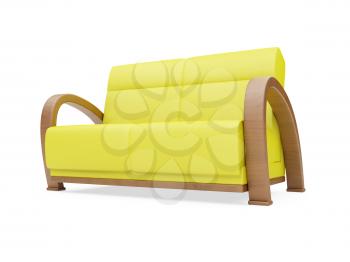 Royalty Free Clipart Image of a Yellow Couch