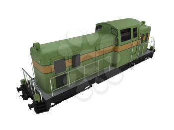 Royalty Free Clipart Image of a Green Diesel Train