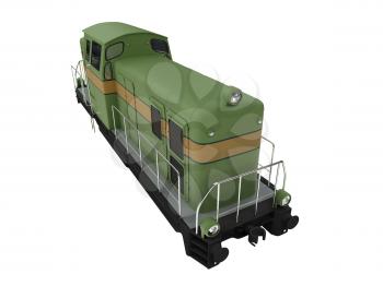 Royalty Free Clipart Image of a Green Diesel Train