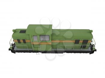 Royalty Free Clipart Image of a Green Diesel Train