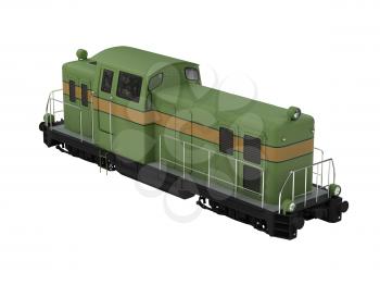 Royalty Free Clipart Image of a Green Diesel Train