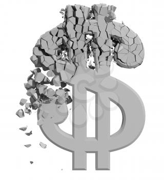 Royalty Free Clipart Image of a Damaged Dollar Sign