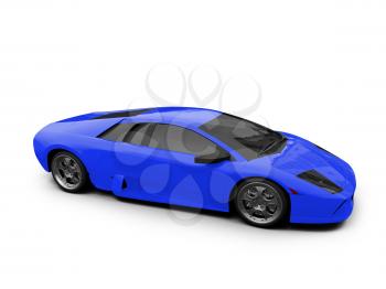 Royalty Free Clipart Image of a Blue Ferrari