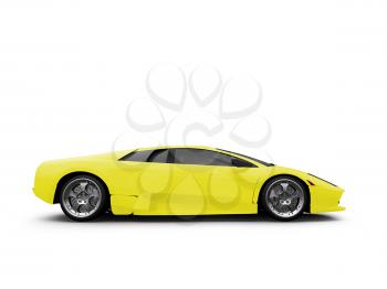 Royalty Free Clipart Image of a Yellow Ferrari