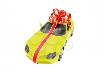 Royalty Free Clipart Image of a Car in a Bow