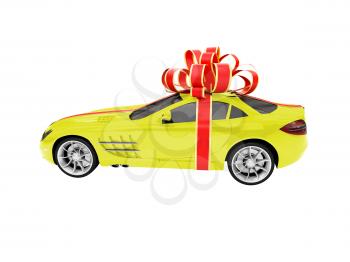 Royalty Free Clipart Image of a Car in a Bow