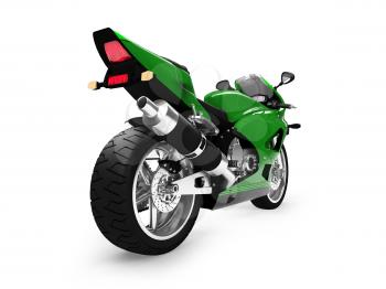 Royalty Free Clipart Image of a Green Motorcycle