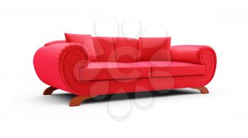 Royalty Free Clipart Image of a Red Couch