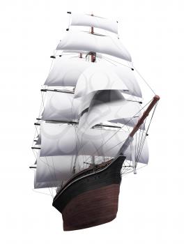 Royalty Free Clipart Image of a Sailing Ship